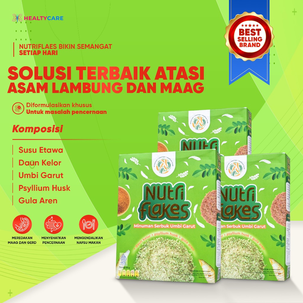 

Nutriflakes 3 Box - Sereal Umbi Garut Mengatasi Asam Lambung Gerd Akut Pada Pria Wanita Original