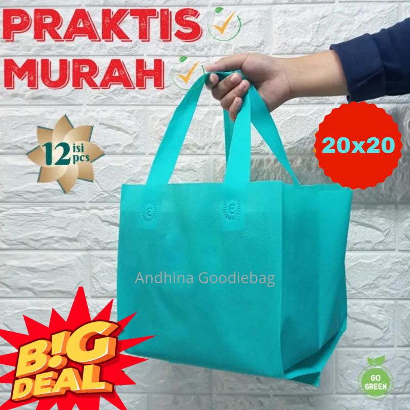 

(HARGA PCS) GOODIE BAG TAS HAJATAN SPUNBOND BOX DUS 20x20