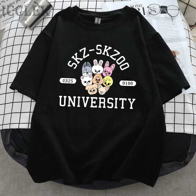 Kaos Stray Kids Skz Skzoo University Oversize Wanita Korean Style Tebal Kaos Stray Kids Felix Lengan
