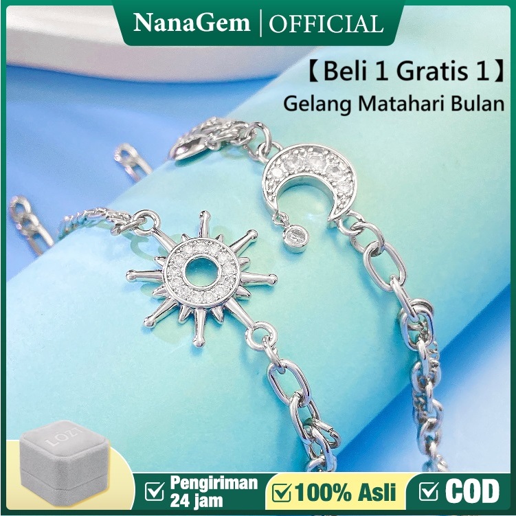 【Beli 1 Gratis 1】 Gelang Pasangan Couple Matahari Bulan Titanium Anti Karat Gelang Berlian Gelang Be