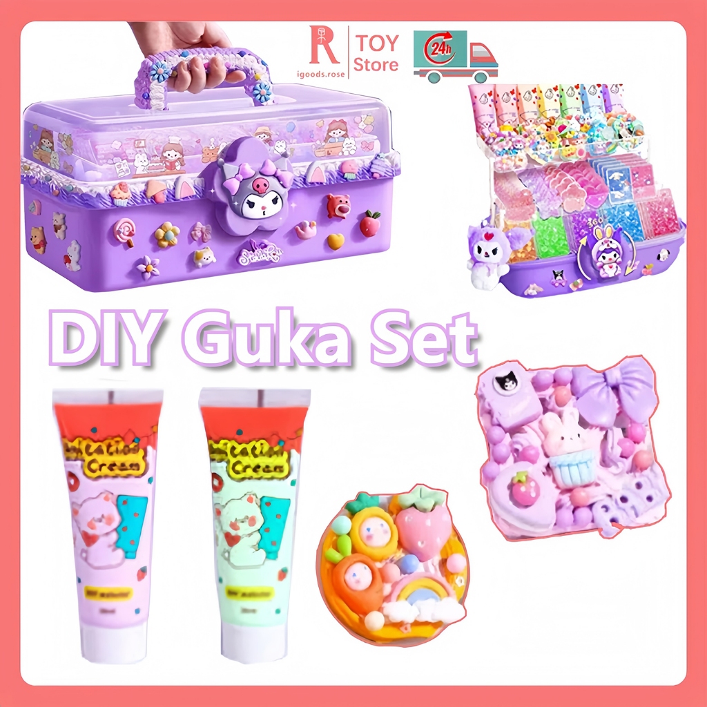 igoods.rose DIY Guka Set DIY Gantungan Kunci Akrilik Set DIY Keychain Guka Stiker Set Lucu Anak DIY 