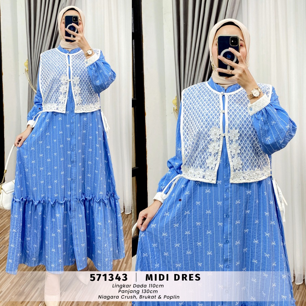 Darra.id | Nabila Dress, Bahan Niagara Crush + Brukat + Poplin, Fit to XL
