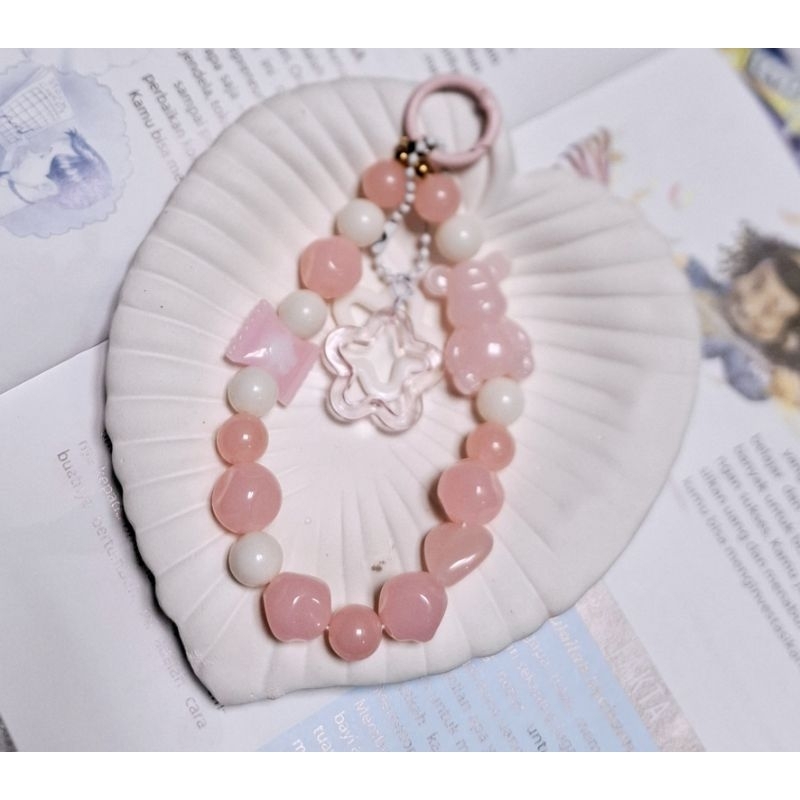 Gantungan handphone, gantungan tas, warna Pink muda, Pink tua, Biru muda, Ungu muda