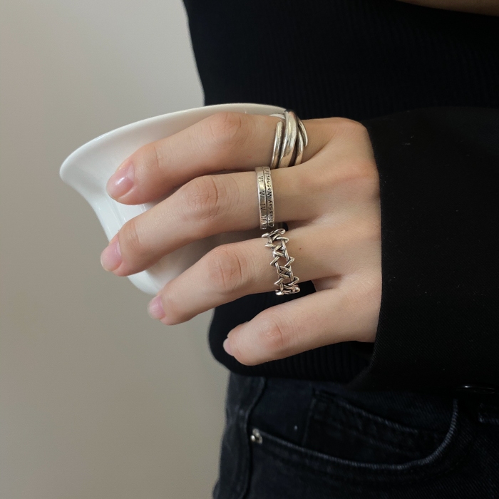 TERBARU COD 3 PCS SET CINCIN TITANIUM CINCIN PUNK PRIA CINCIN RETRO PRIA CINCIN GAYA ROMAWI RETRO/