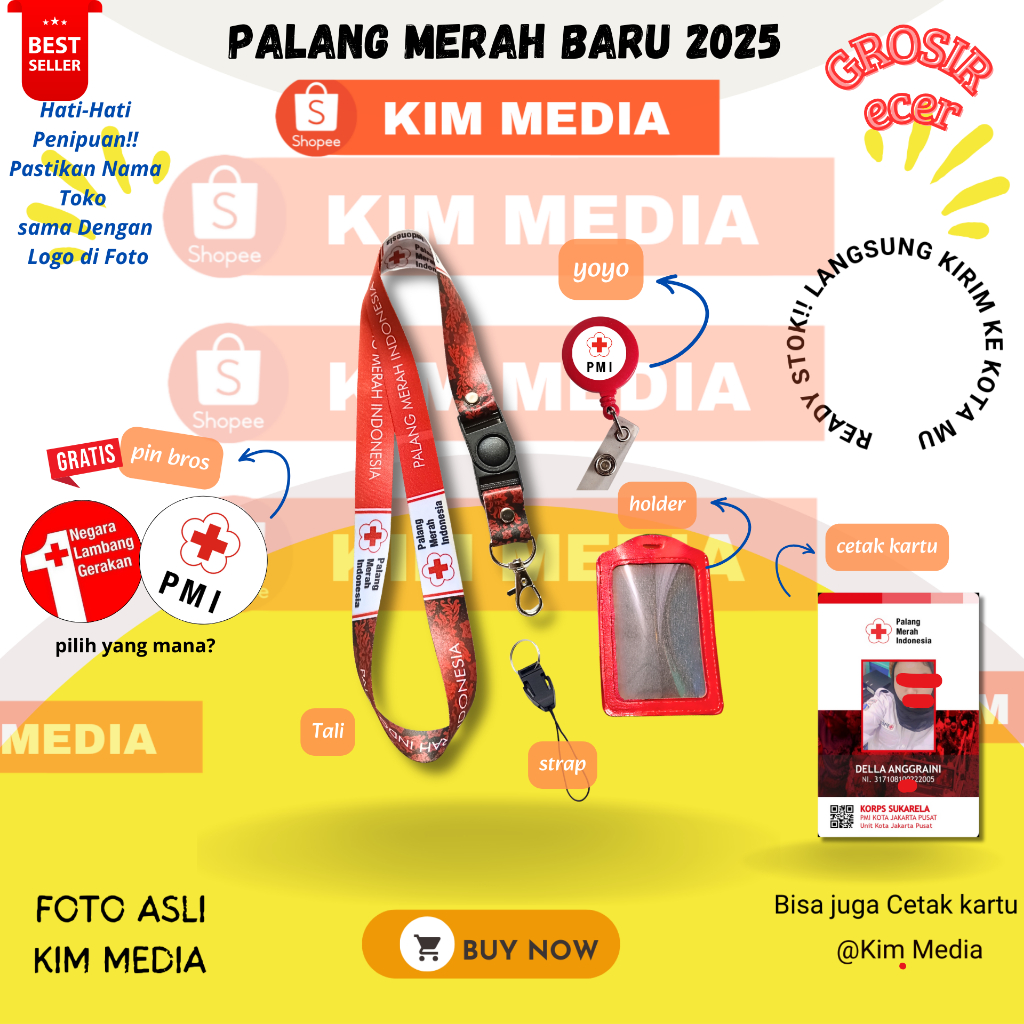 

[DESAIN BARU] TALI IDCARD PMI PALANG MERAH [READY STOK]LANYARD PMI NEW 2025 GROSIR TERMURAH