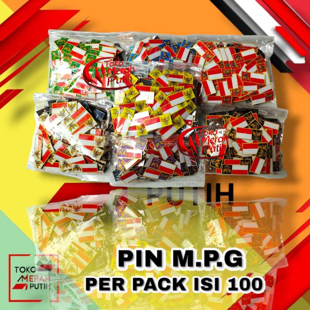 (ISI 100 BIJI) Pin bros mpg merah putih garuda logam lapis resin