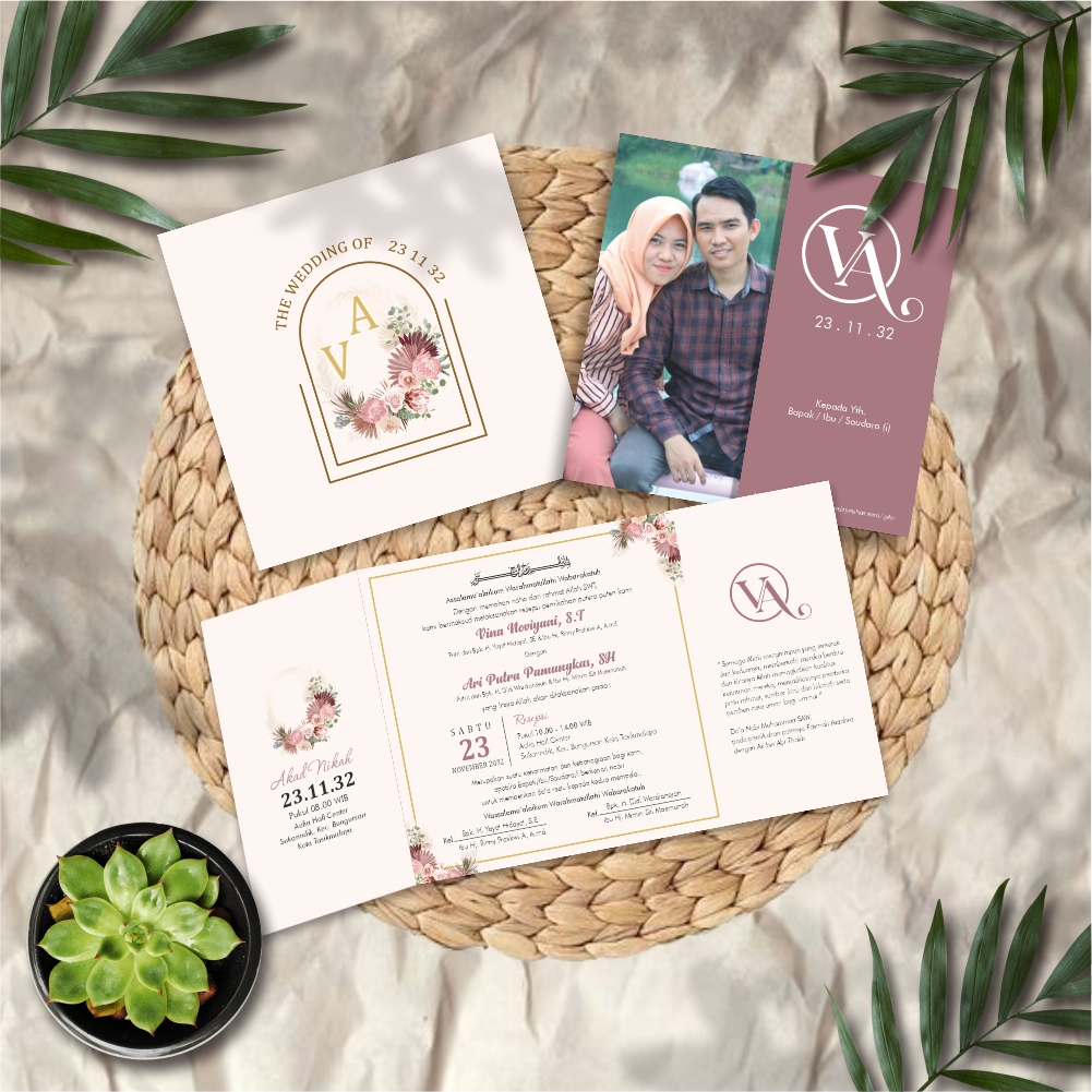 Undangan Lipat 3 | Undangan Pernikahan Wedding Simple, Murah, Elegant | Full Colour Edition