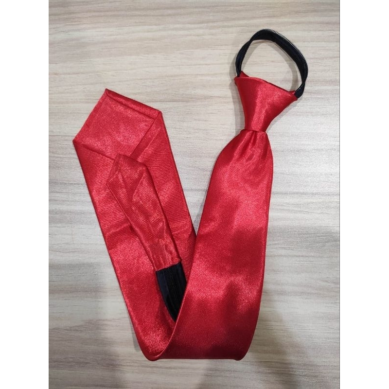 Dasi Merah Polos, Dasi Panjang Merah Polos, Dasi Merah Instan Siap Pakai resleting