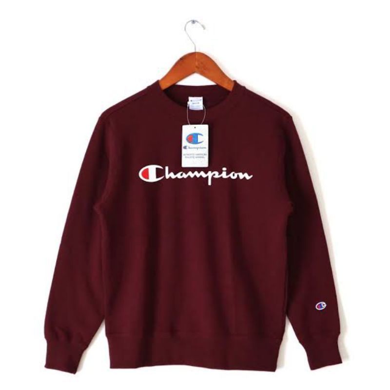 Crewneck Champion Original Script Maroon Full Tag Label Unisex / Sweater Champion