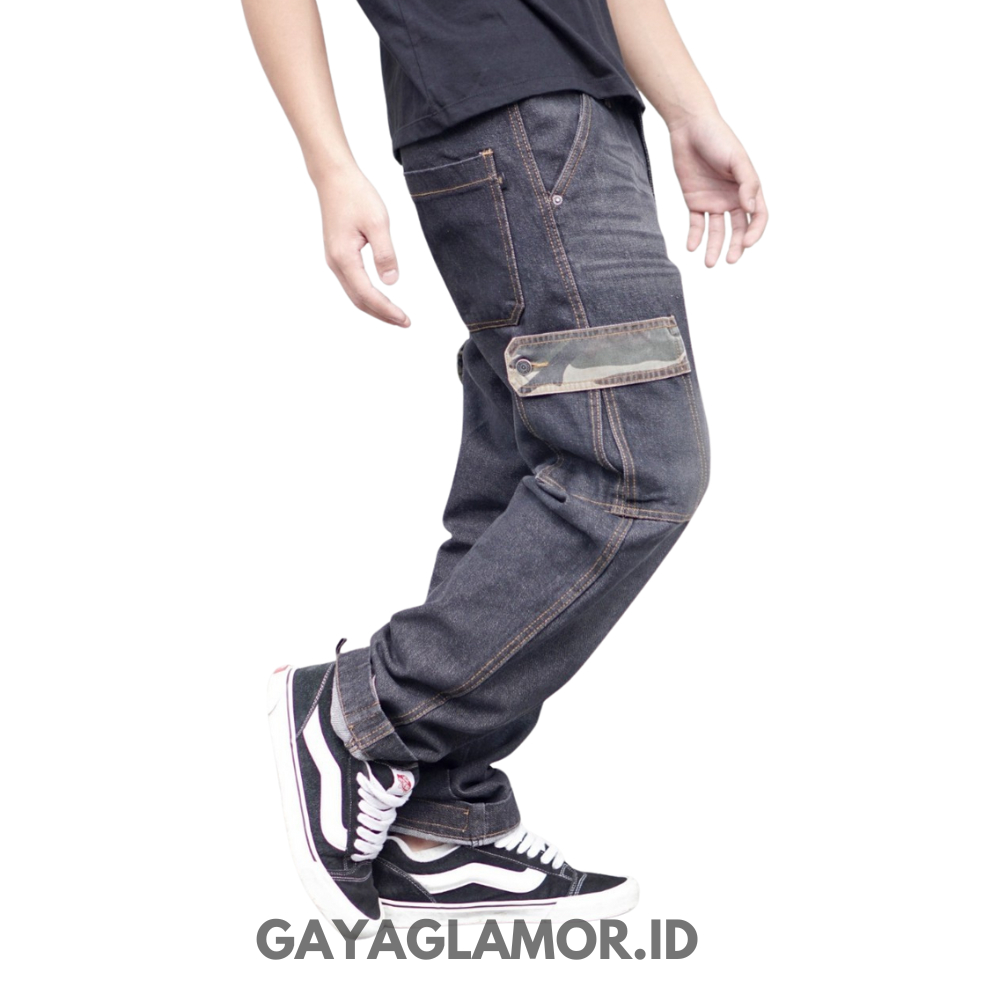 GAYAGLAMOR.ID Cargo Jeans Panjang Pria Reguler Standar Cargo Gombrong Jeans Pria Celana Korea Pria