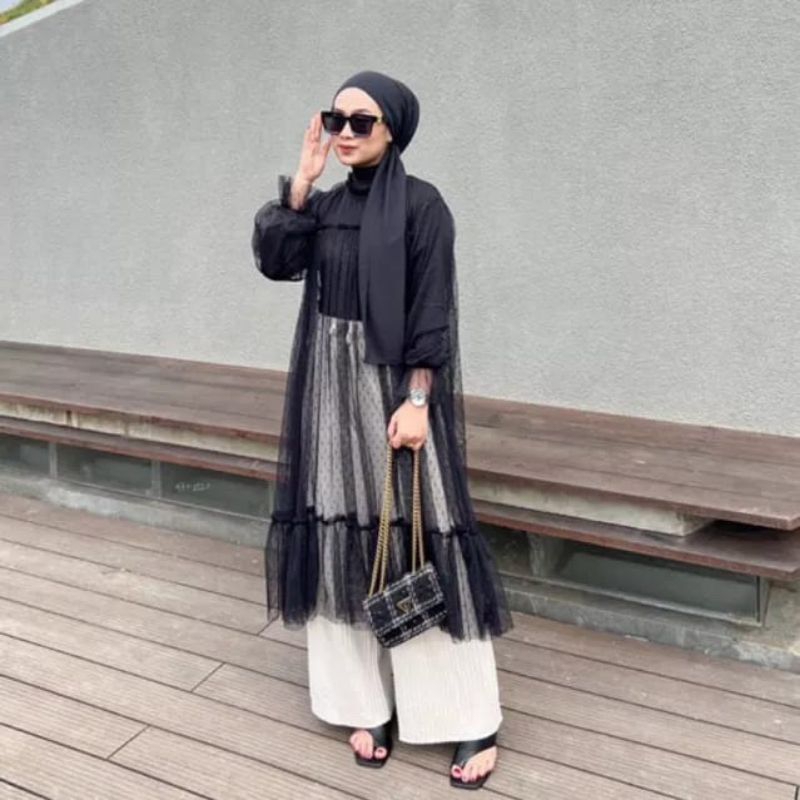 Baju Kondangan Wanita - Outer Bahan Tile Dot Terbaru Outer Brukat Tile Dotty Premium