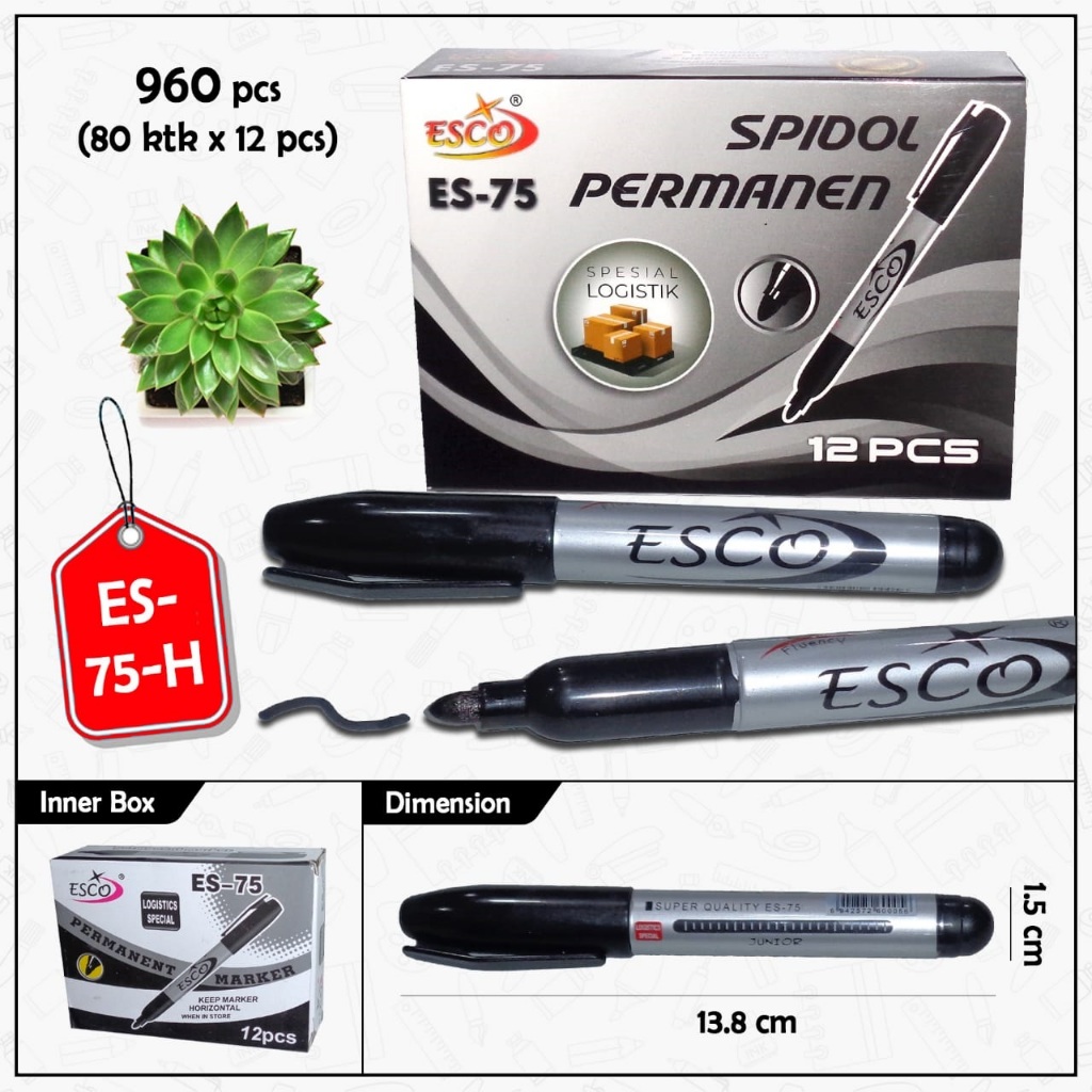 

Spidol Permanent ESCO ES-75 / Spidol Permanen Murah Berkualitas