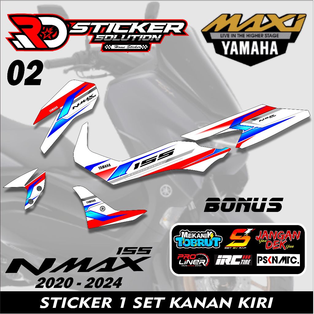 Striping Sticker NMAX NEW 2020-2024 Variasi motif garis simple Stiker NMAX NEW