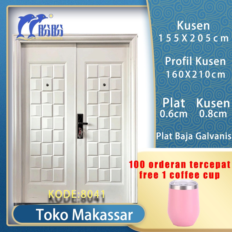 PT PANPAN - (LUXURY DOUBLE PAN 8041 ) Pintu Baja /Pintu Plat Baja Double Kupu Kupu Tarung Utama Pint