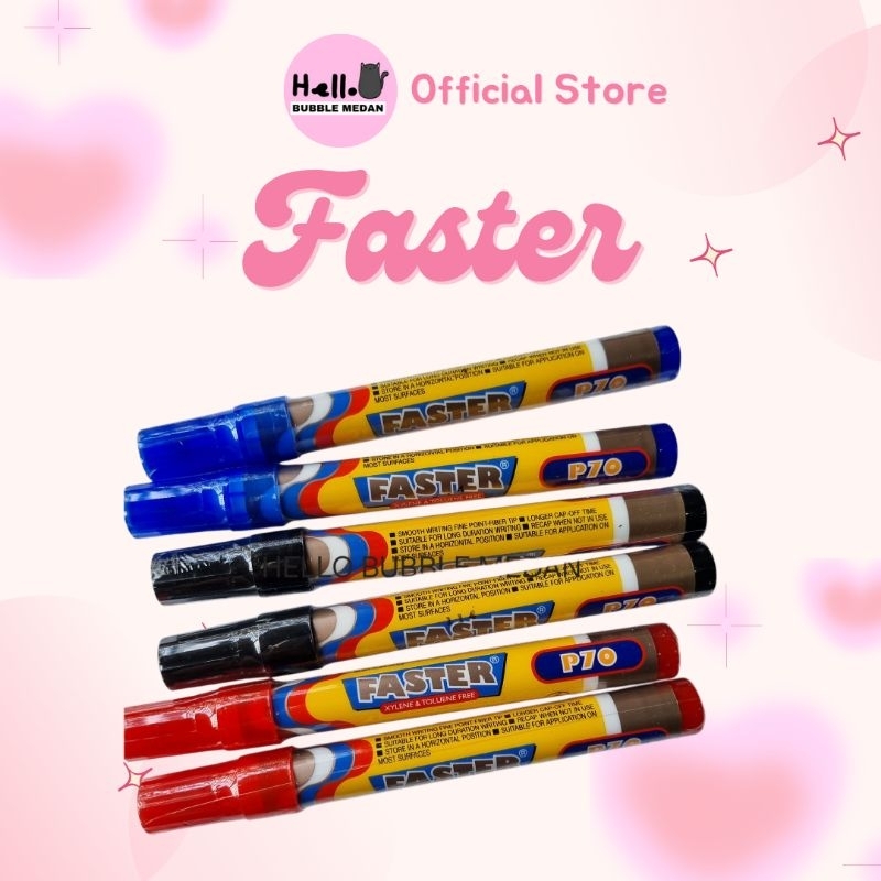 

( 1 Pcs ) Spidol Faster P70 Permanent Marker / Spidol Permanen Hitam , Biru , Merah