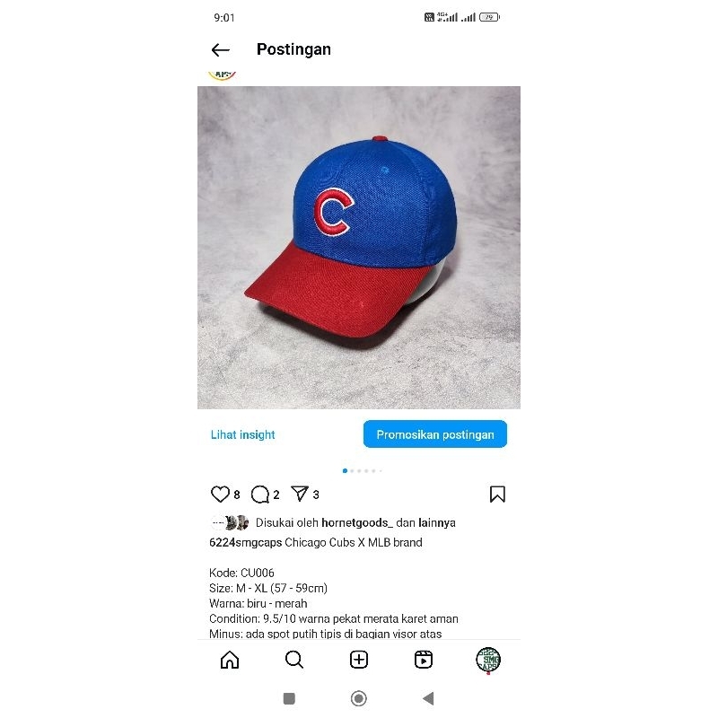 Topi baseball mlb korea chicago cubs original second