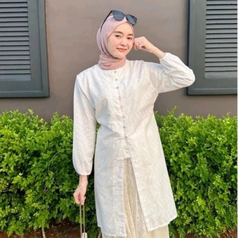 Chea tunik Cotton Bordir/ Tunik Cotton/katun bolong/katbol/Tunik lebaran/Tunik kondangan.