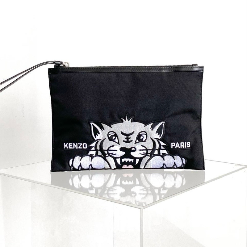 KENZO Varsity Tiger Large Clutch / Pouch / Pochette Bag Wristlet with Wrist Strap