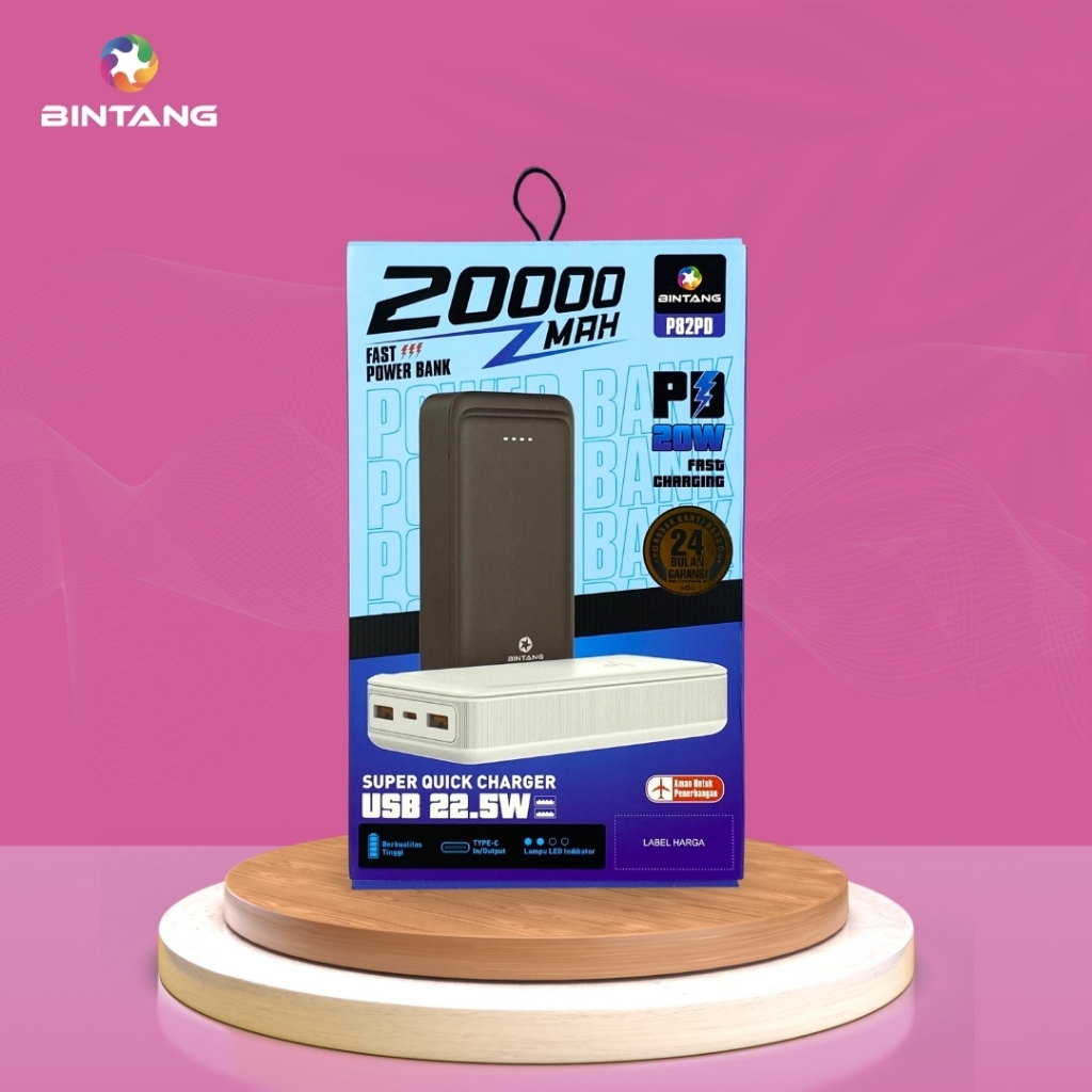 POWER BANK 20000 MAH BINTANG PD20W P82PD