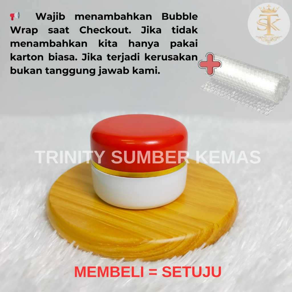 {MINIM ORDER 10 PCS} Pot PP Merah Putih List Gold 10gr - Pot Cream Packaging Skincare
