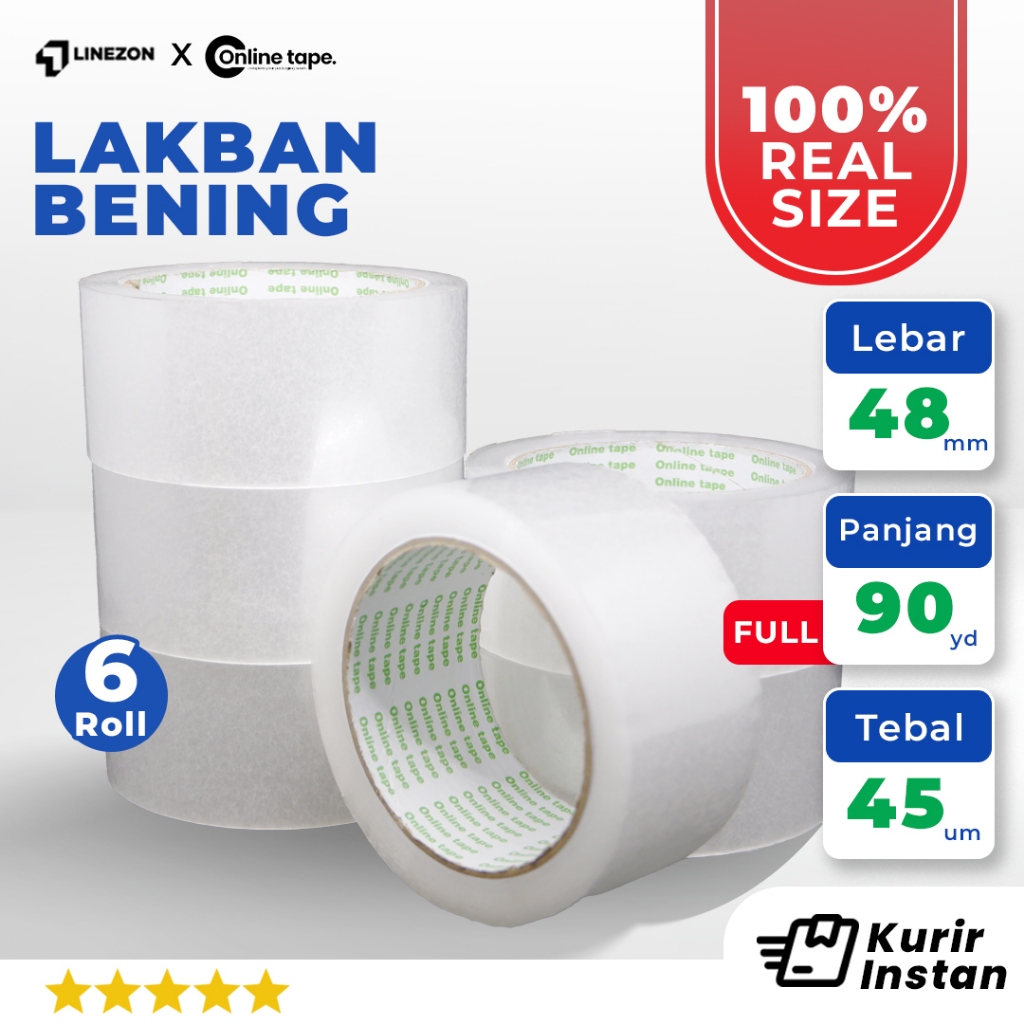 

12 pcs Lakban Bening 48 MM X 90Y PURE Ukuran Real Online Tape Plakban Isolatip Solatip Kualitas Nachi Daimaru