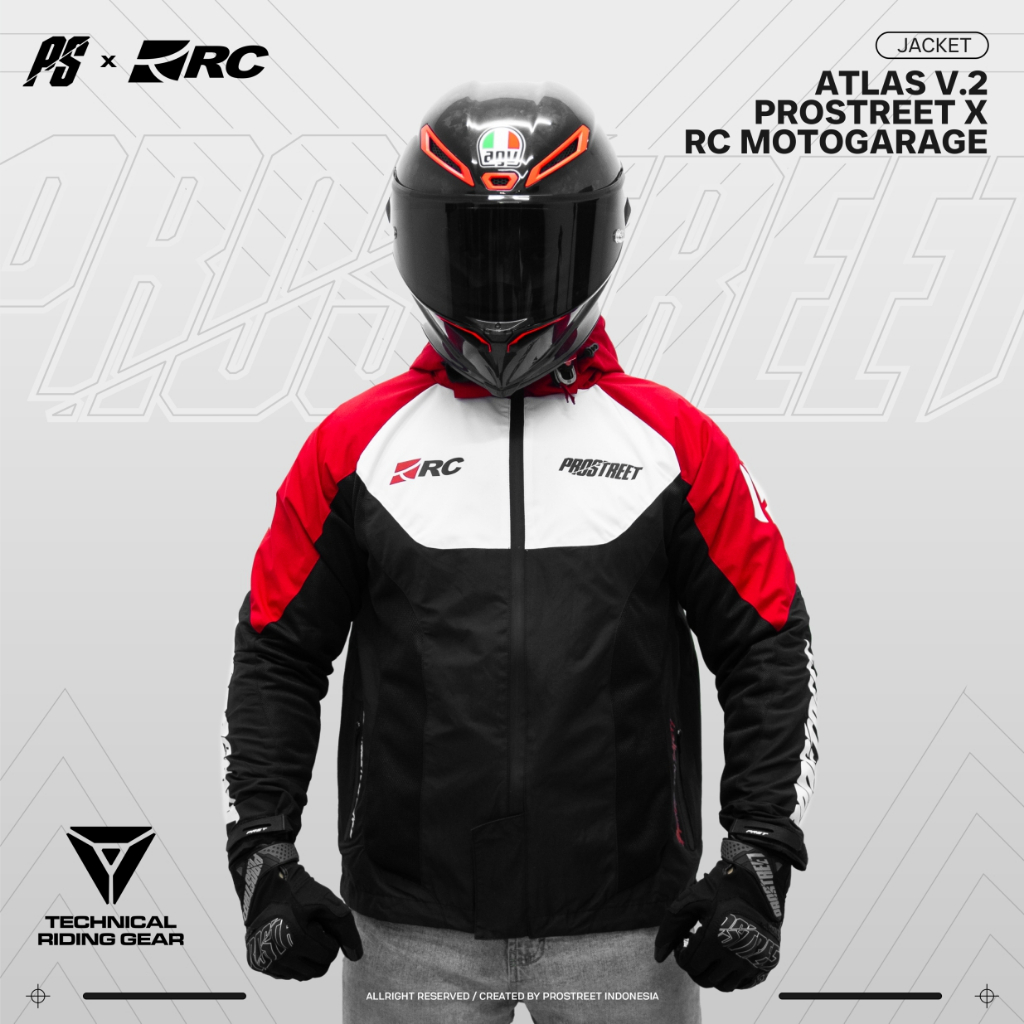 Jaket Motor - RC X Prostreet Atlas V2 Collab Black Red Jacket Original