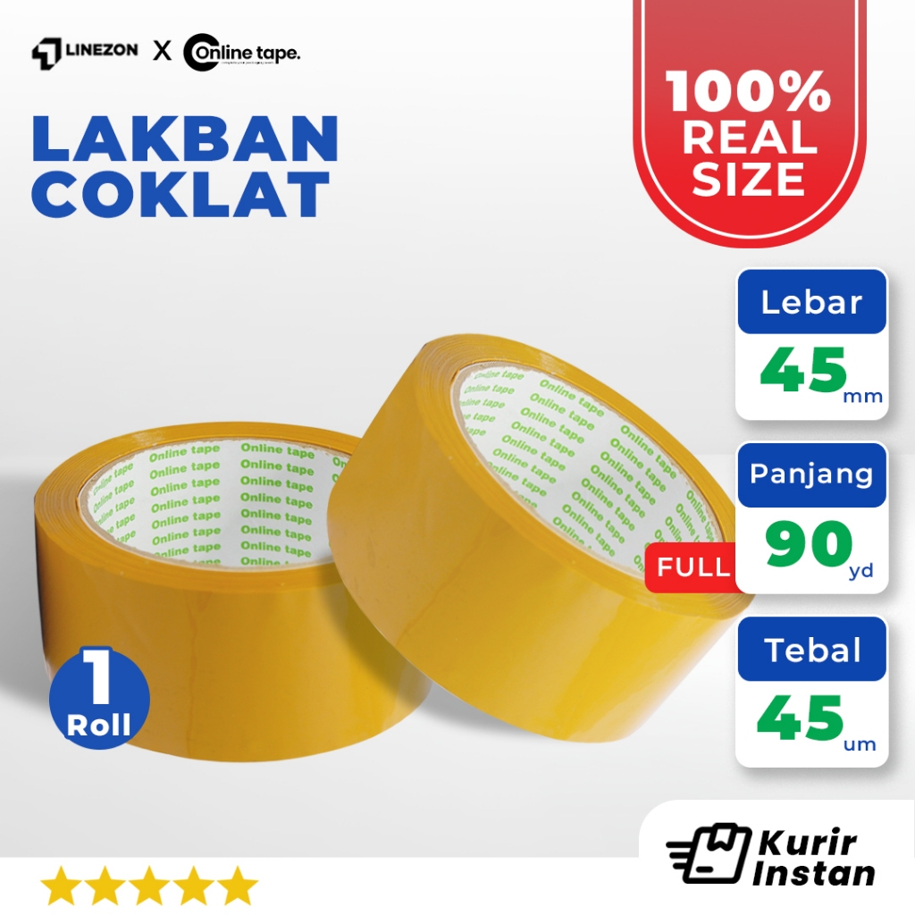 

Lakban Coklat 45 MM X 90 Yard PURE UKURAN REAL Tebal Kuat Isolasi solatip perekat kuat tebal
