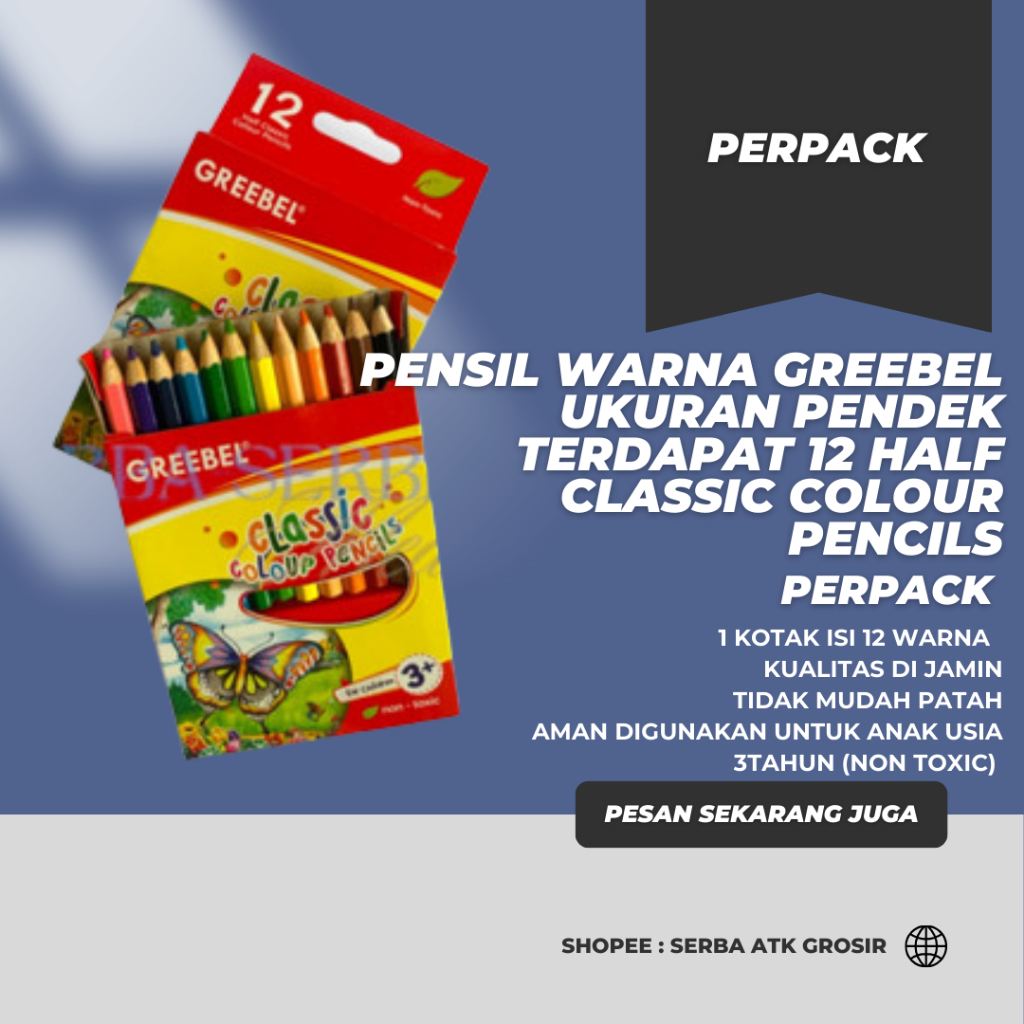 

PENSIL WARNA PENDEK GREEBEL MURAH 1 KOTAK ( 12 PENSIL WARNA)