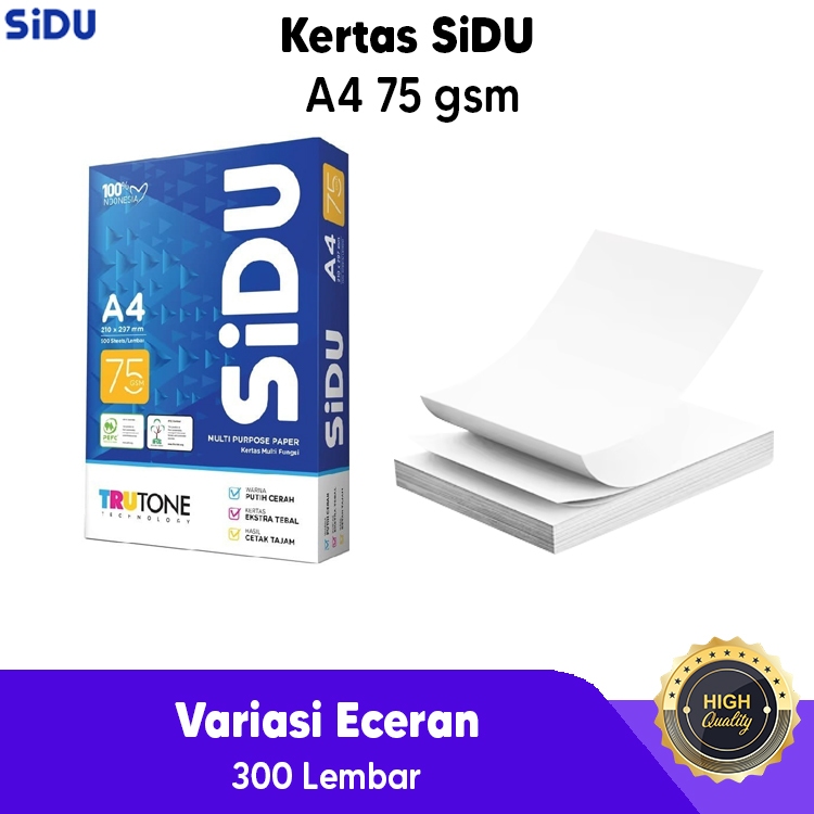 

Kertas HVS SIDU A4 75 GSM 300 Lembar