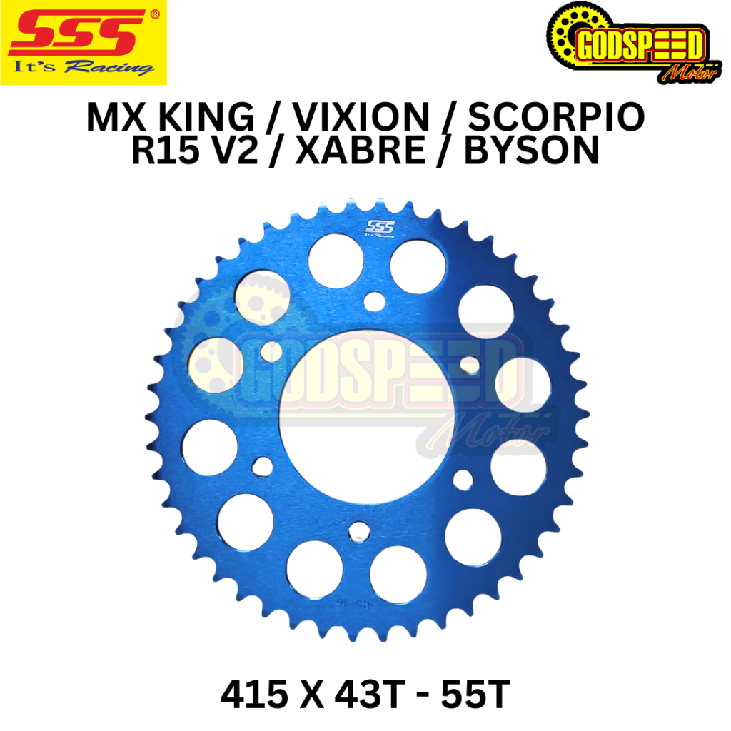 SSS GEAR GIR 415 ALUMUNIUM RACING DURAL ALLOY MX KING VIXION SCORPIO R15 V2 XABRE BYSON BIRU BLUE OR