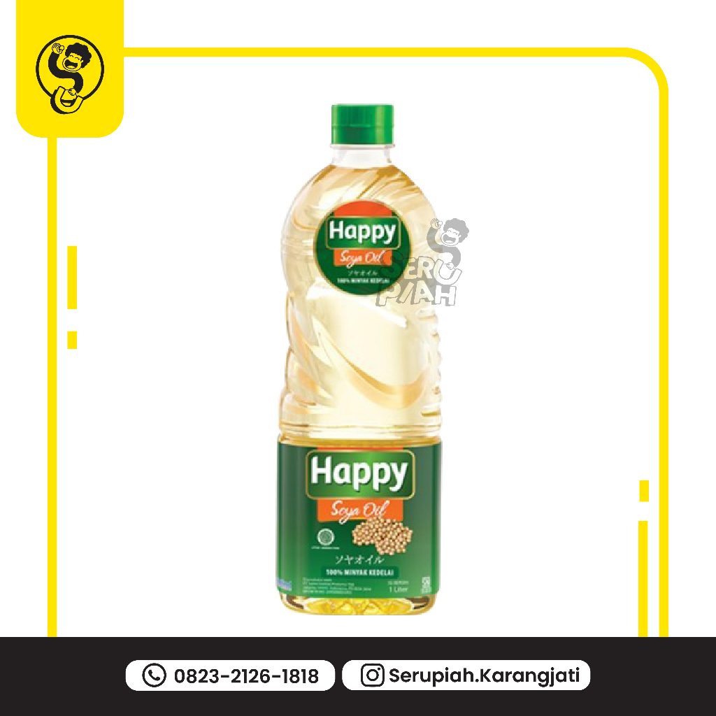 

Minyak Kedelai Happy 1 liter / minyak sehat/ minyak diet (Repack)