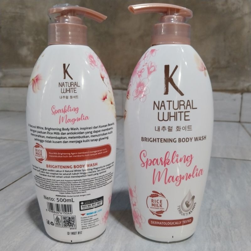 (dix collection) K NATURAL WHITE BRIGHTENING BODYWASH BOTOL PUMP 500ML SABUN MANDI CAIR
