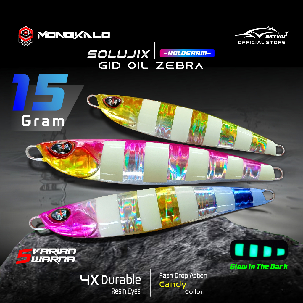 Umpan Metal Jig 15 gram Mongkalo Solujix GID Zebra Glow In The Dark Umpan Micro Jig 15grm 15 grm Ump