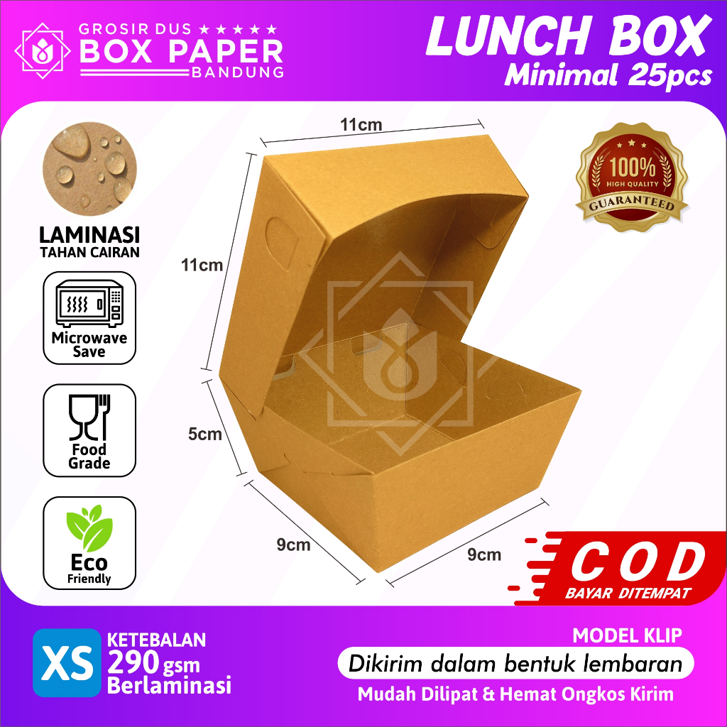 Box Dimsum Size XS 290gsm Takoyaki Bola Ubi Kotak Makan Kertas Kraft
