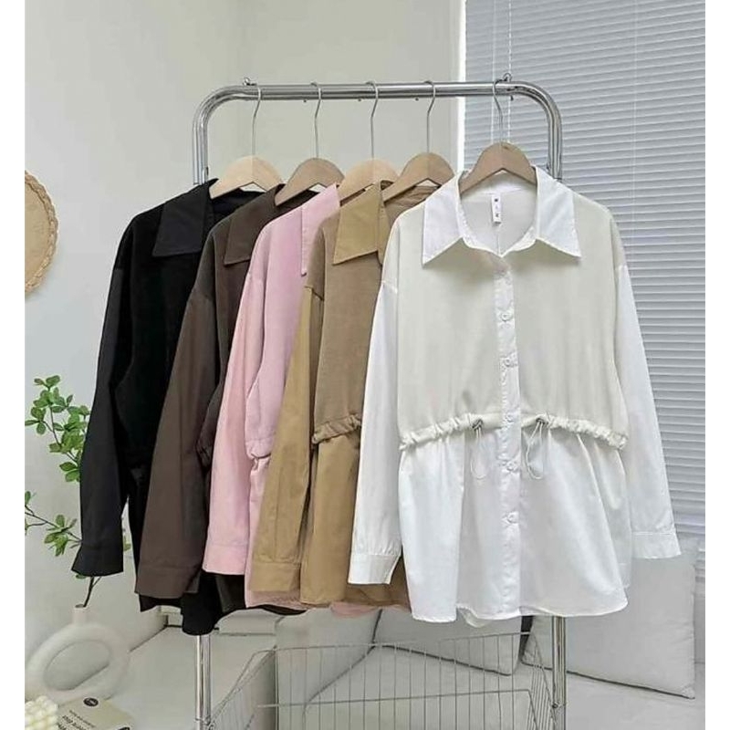 Kemeja suede kombinasi/ Kemeja wanita suede semi rajut