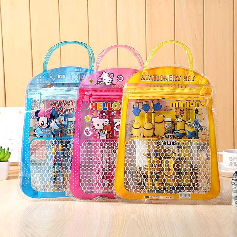

[ GS] Set Alat Tulis Anak Sekolah Motif Karakter Kartun / Stationary Set Free Bag / Tas Souvenir Stationary