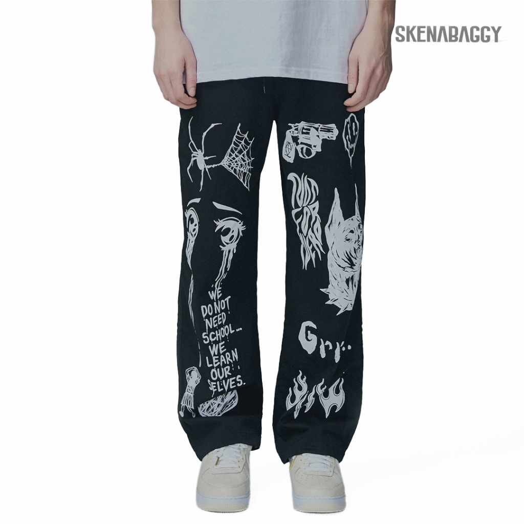 SKENA BAGGY - Celana Baggy Pants Celana Oversize Panjang Unisex Outfit Skena Cowo