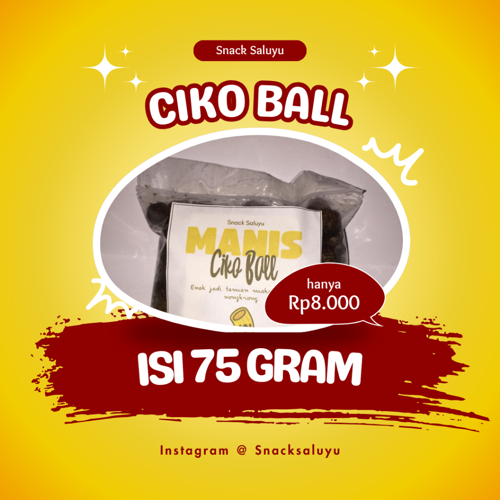 

Ciko Ball 75 Gram Makanan Ringan Snack Jajanan Ringan Siap Santap Jadi Teman Nonton Teman Jalan Teman kesepian