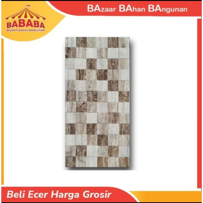 KERAMIK GLOSSY MOTIF KOTAK 25X50 PLATINUM CARTER GREY