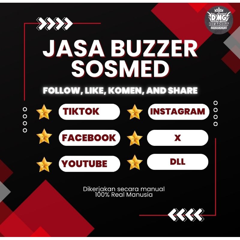 Buzzer Sosmed Instagram/Tiktok/X/Facebook/Youtube