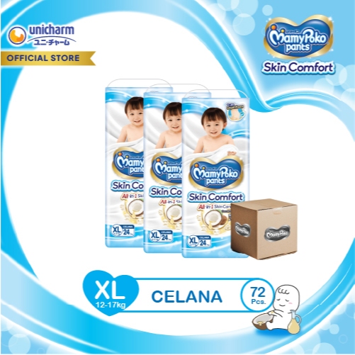 MamyPoko Pants Skin Comfort XL 24 - Popok Bayi - 3 Packs