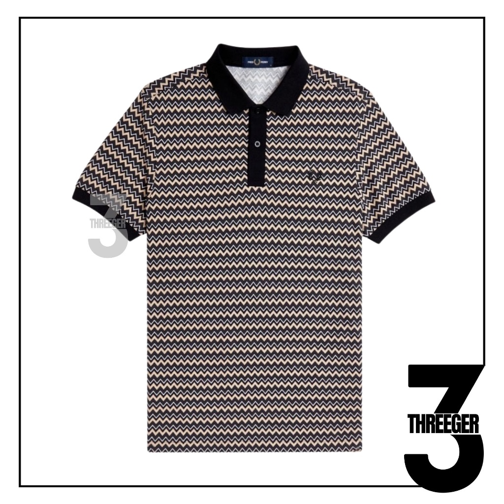 Fred Perry Zig Zag Print  Polo Snow White Original / Polo Fred Perry Original