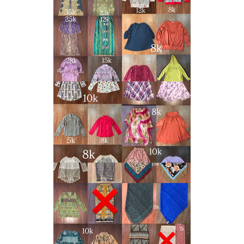 Preloved baju kebaya celana jeans atasan kemeja rok jilbab segiempat pashmina