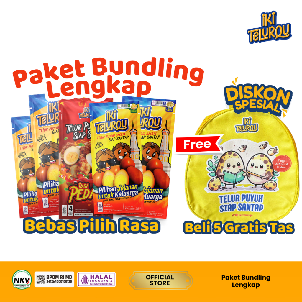 

(Promo Beli 5GRATIS TAS ) Iki TelurQu Telur Paket Bundling Puyuh Siap Santap (REQUEST RASA CANTUMKAN DI NOTE)