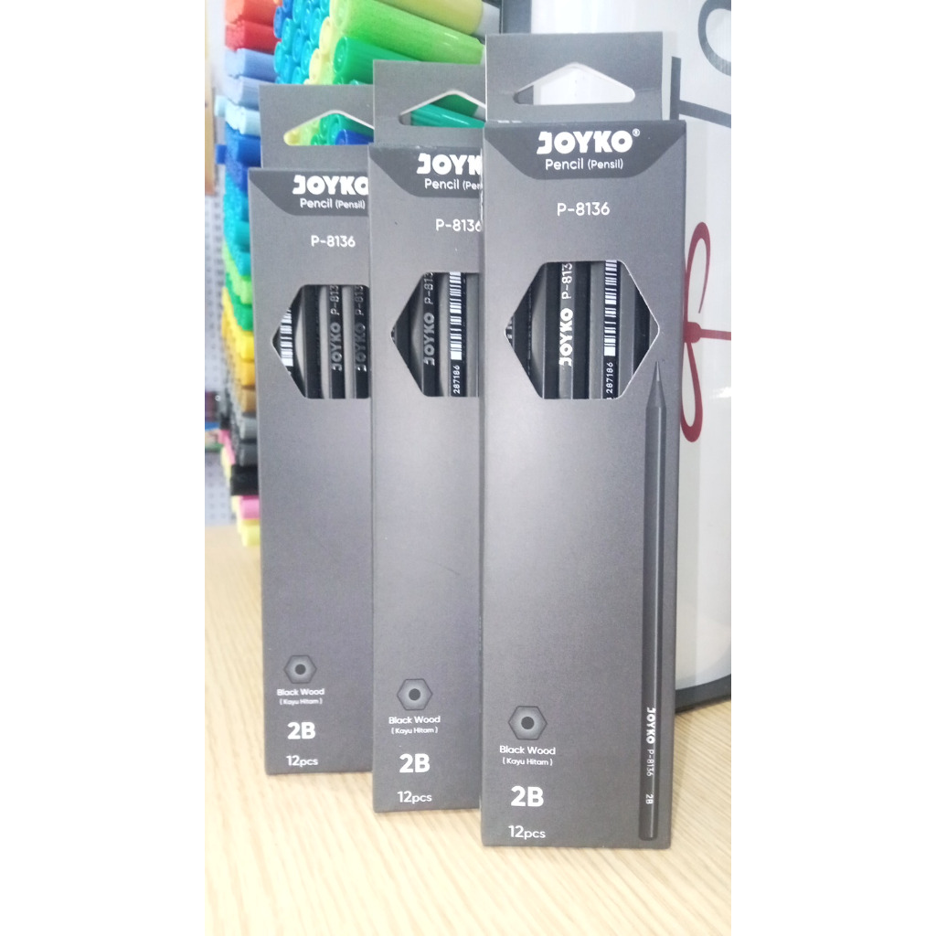 

JOYKO PENCIL BLACK WOOD 2B PENSIL KAYU JOYKO 2B HITAM UJIAN KOMPUTER P-8136 [12PCS]
