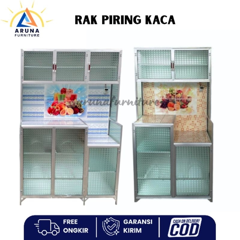 Rak Piring Kaca 3 Pintu Rak Piring Aluminium Rak Dapur Murah Lemari Piring 3 Pintu Termurah