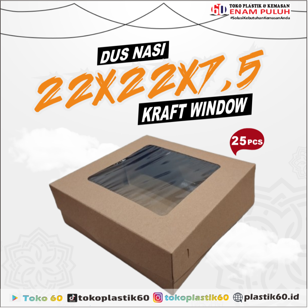 

Dus Nasi kraft window 16x16,x7, 18x18x7, 20x20x7,5 , 22x22x7,5 (25pcs) dus makan/tempat makan kraft