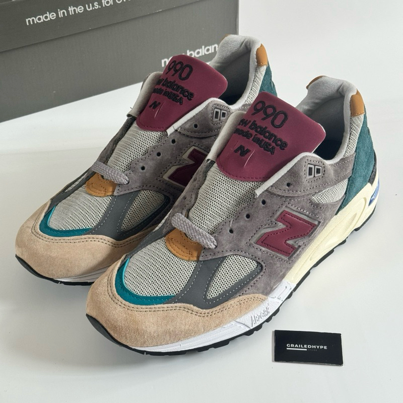 New Balance 990V2 Grey Green Maroon | M990CP2