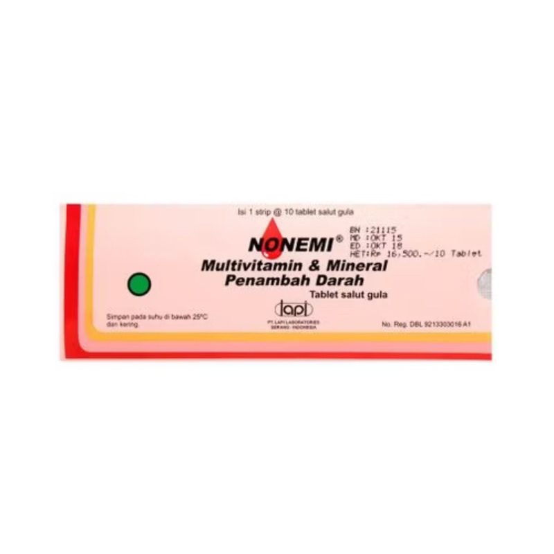 Nonemi Strip 10 Tablet - Suplemen untuk Pengobatan Anemia dan Defisiensi Vitamin B