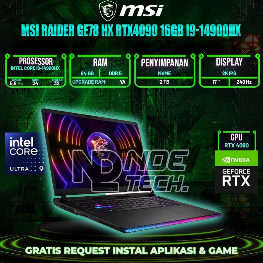 MSI RAIDER GE78 HX RTX4090 16GB I9-14900HX